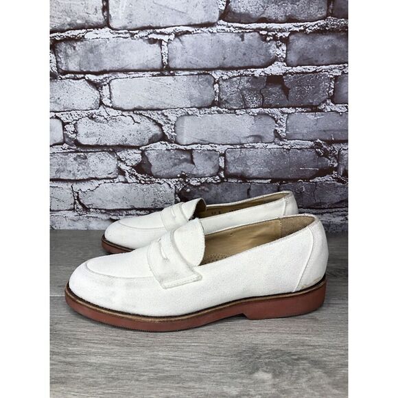 Cole Haan White Suede Leather Penny Loafers Casual Shoes Women’s Sz 8.5B US/39EU - Picture 1 of 16